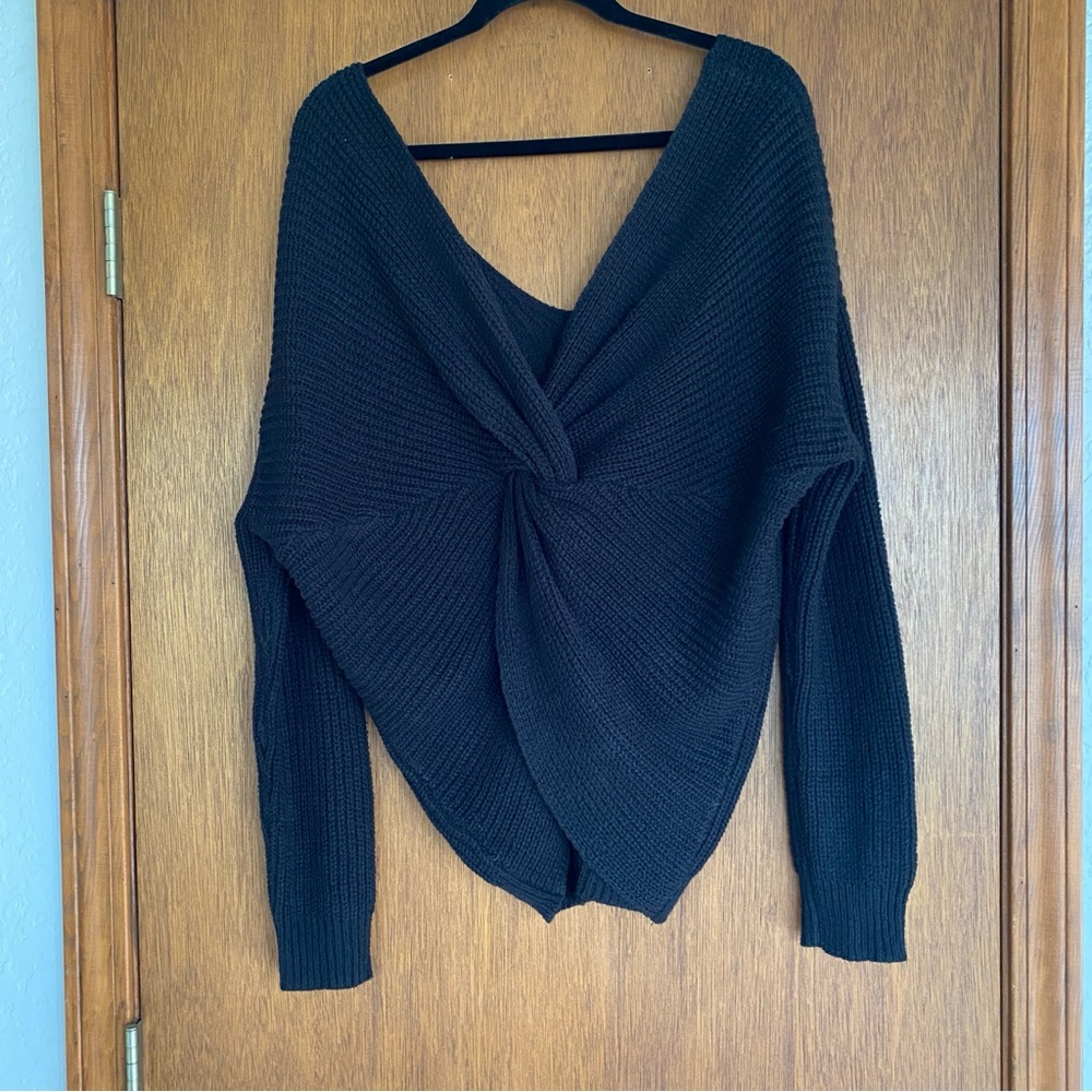 Elegant Black Knotted Sweater